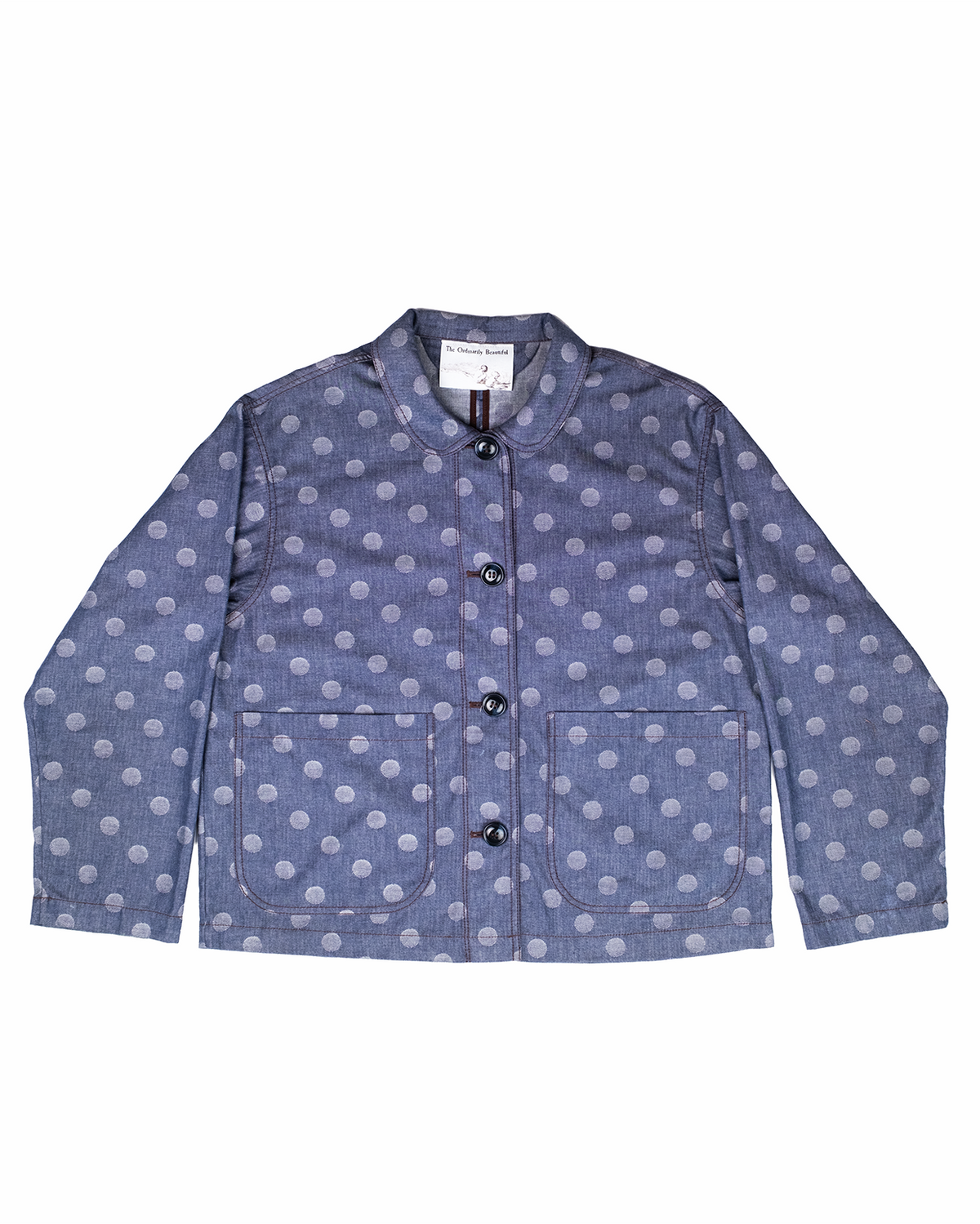 The Marleux Japanese Denim Chore Shirt - Jaquard Polka Dot