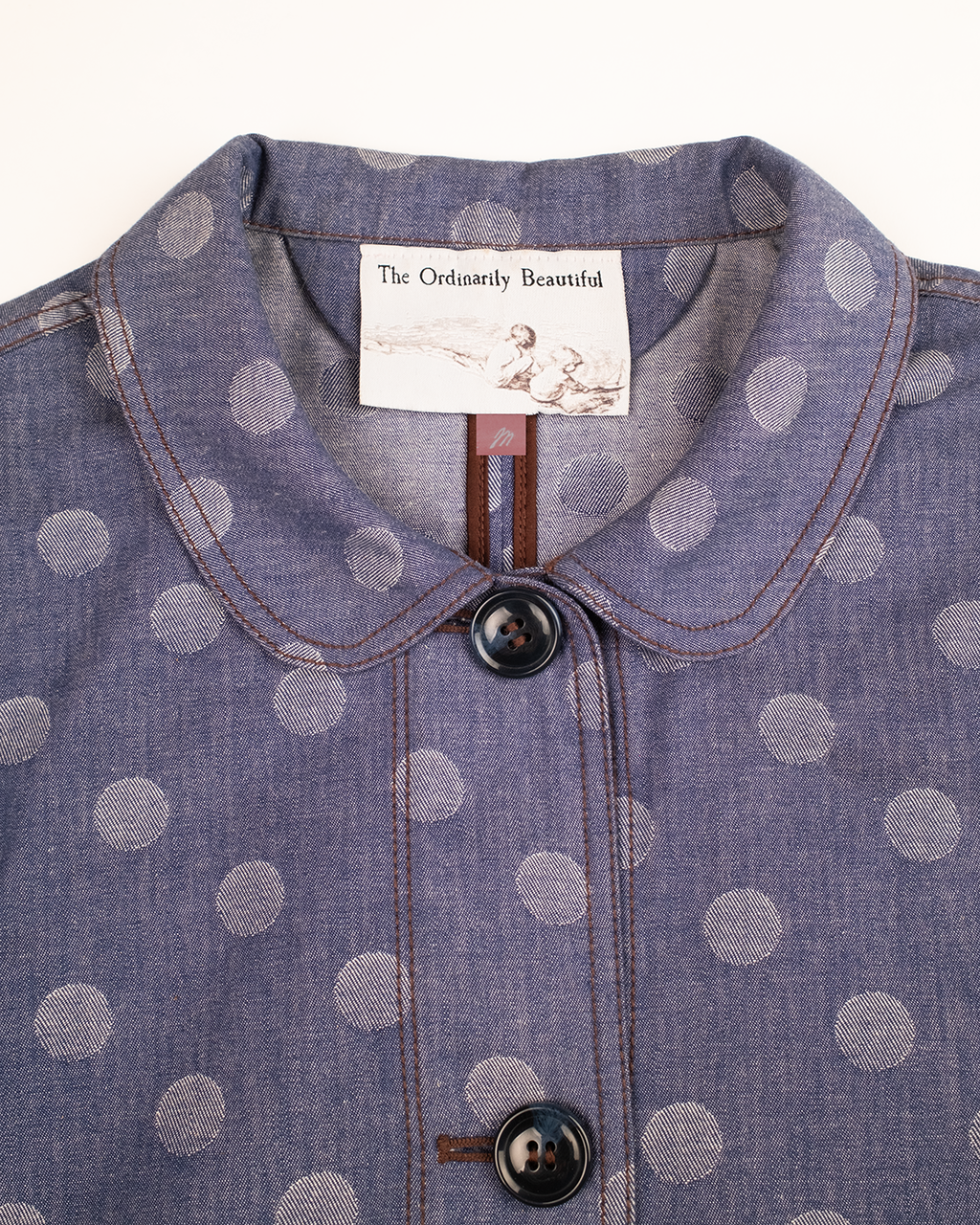 The Marleux Japanese Denim Chore Shirt - Jaquard Polka Dot