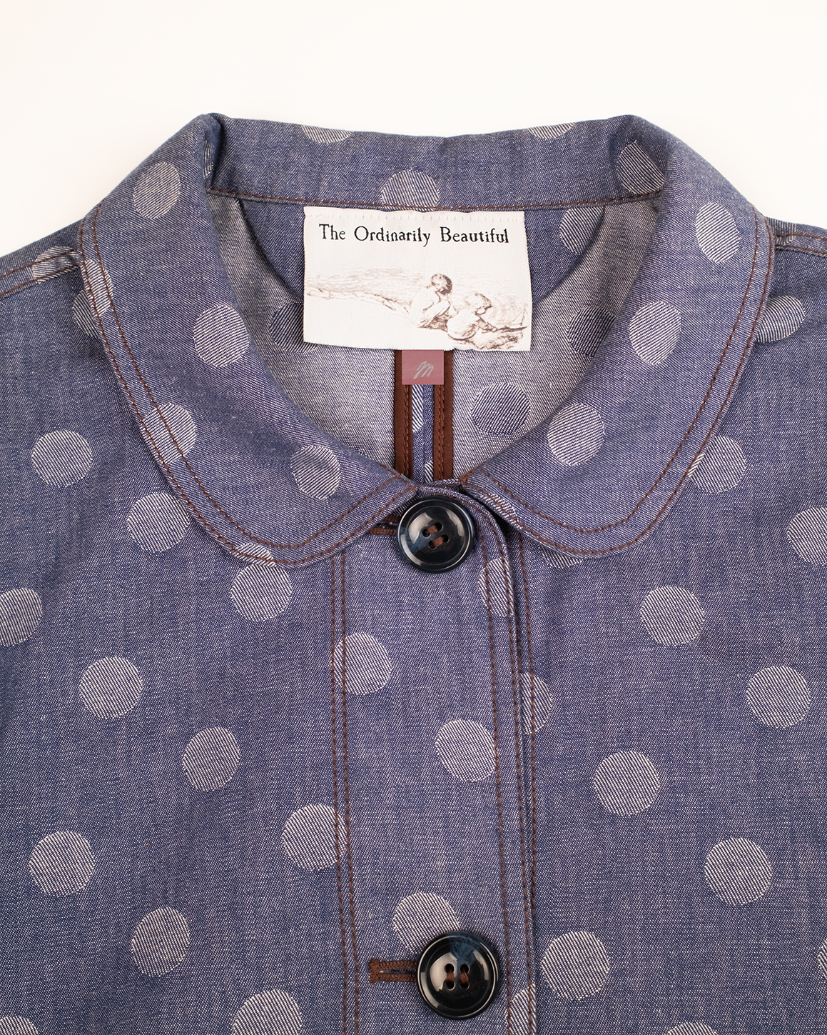The Marleux Japanese Denim Chore Shirt - Jaquard Polka Dot